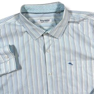 Tommy Bahama Button Down Shirt Mens XXXL Striped Sarasota Stretch Long Sleeve